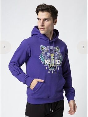 Kenzo Men's Purple Tiger Embroidered Hoodie